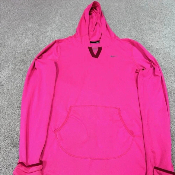 Nike Dri-Fit Activewear Jacket Women’s Pink Hooded Long Sleeve Pullover Small - Picture 6 of 11